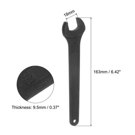 uxcell 18mm Single Open End Spanner, High Tensile Steel Single Open Wrench Hand Tool for Mechanical Automotive Repair, Black