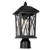 Treekee Solar Post Light Outdoor, Rustic Black Pier Mount Lantern