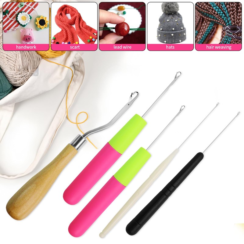 5PCS Latch Hook, Different Sizes Small Crochet Hooks Needle for