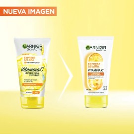 Garnier Skin Active Limpiador Facial Express Aclara Antimanchas con Vitamina C, Piel Mixta, 150ml