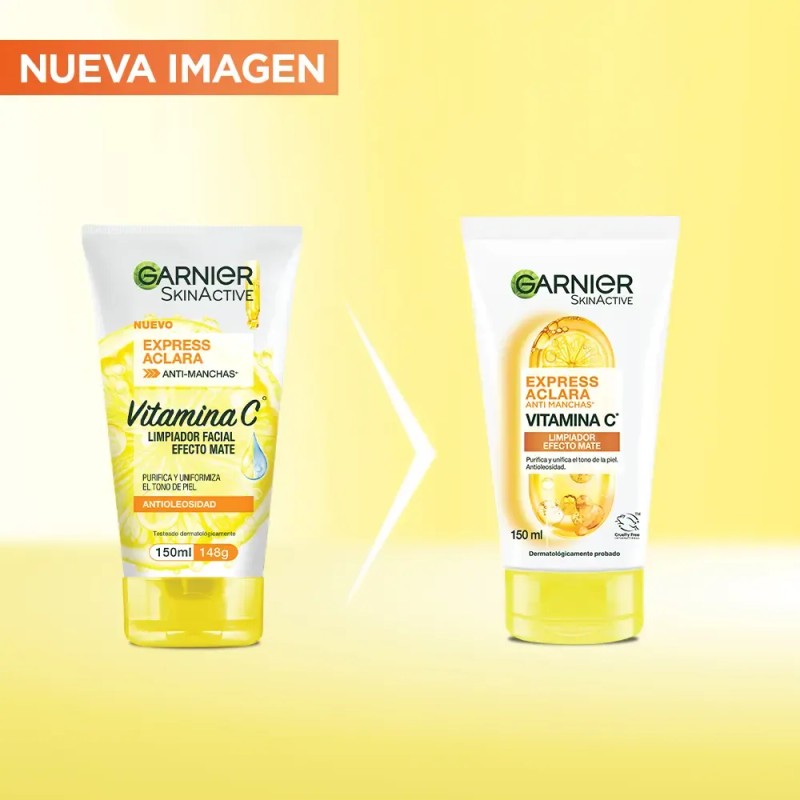 Garnier Skin Active Limpiador Facial Express Aclara Antimanchas con Vitamina