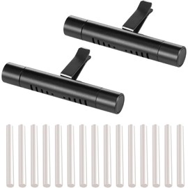 2 PCS Car Air Freshener Diffuser Vent Clips, Refillable Cylindrical Oil Diffuser Clip with 12 Unscented Refill Sticks, Essential Vent Air Freshener