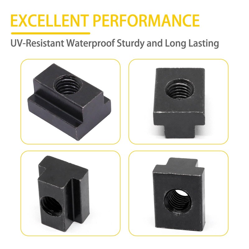 Sydien T Slot Nuts 10pcs, M8 Threads Black Oxide Finish