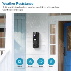 MeshSear Wireless Video Doorbell with Indoor Receiver, Enhanced Security with AI Human Detection, 2-Way Audio, Night Vision,Real-Time Alerts, Cloud Storage, Smart Home Protection (Purple)