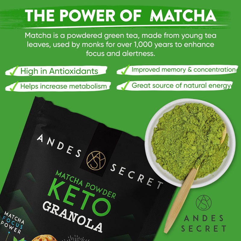Andes Secret Matcha Powder Granola - Almonds, Walnuts & Hazelnuts