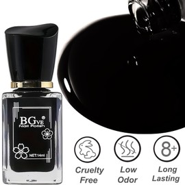 KAHSOSE Black Nail Polish Quick Dry, Long Lasting Black Fingernail Polish Non Gel, Chip Resistant, for at Home DIY Nail Art, 14ML