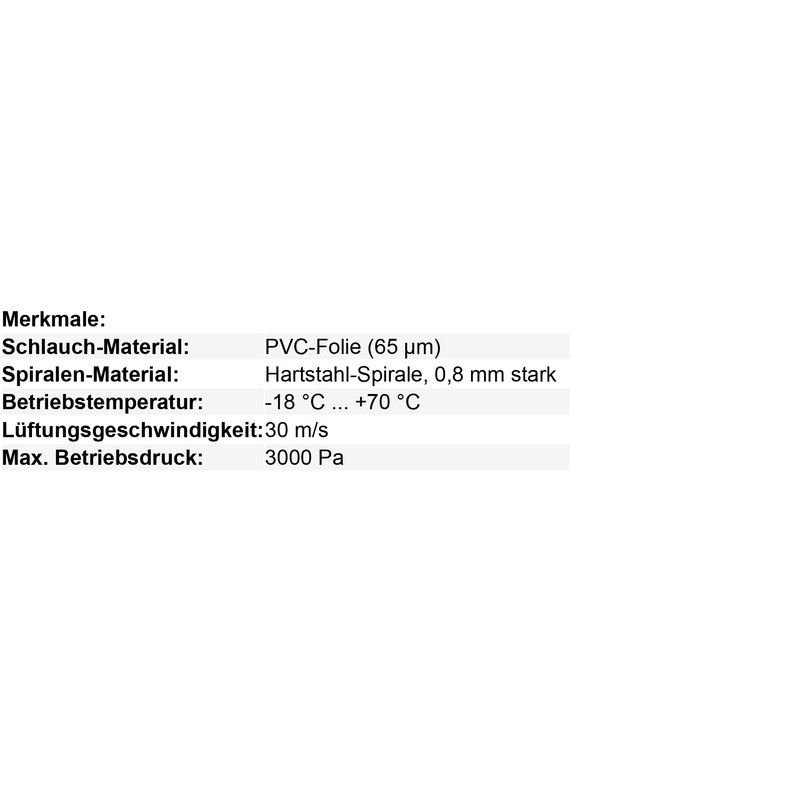K-660 Series Flexible PVC Hose, Ventilation Hose, Diameter 125, Length