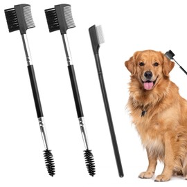 3PCS Pet Grooming Comb, Double-Head Plastic Grooming Comb, Soft Bristles Eye Cleaning Brush for Dogs, Puppies, and Cats, Facial Brush for Gently Removing Tear Stains, Mucus, Crusts, Boogers and Fleas
