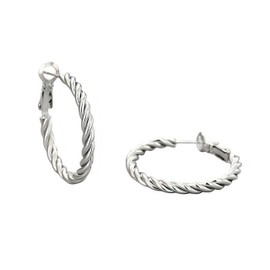 Aloooha 14K Gold Plated Hoop Earrings for Women,Lightweight Twisted Braided Hoop Earrings,Hypoallergenic 925 Sterling Silver Post,Trendy Design,Comfortable Daily Wear(Silver,30mm)