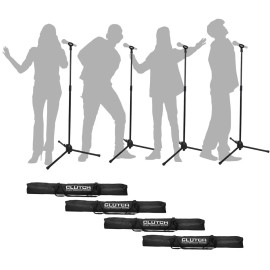 Clutch Microphone Stand Live Gig Karaoke Mount Holder w Mic Clips & Bags 4 Pack
