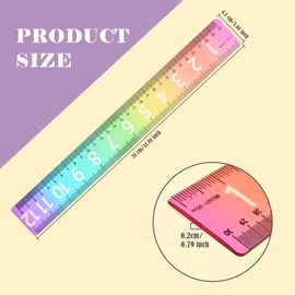 BAYTORY 6Pcs 12inch/30cm Plastic Straight Ruler, Transparent Gradient Color Rulers, Shatterproof Rainbow Color Measure Stationery with Centimeters, for School Classroom Student (12inch/30cm)
