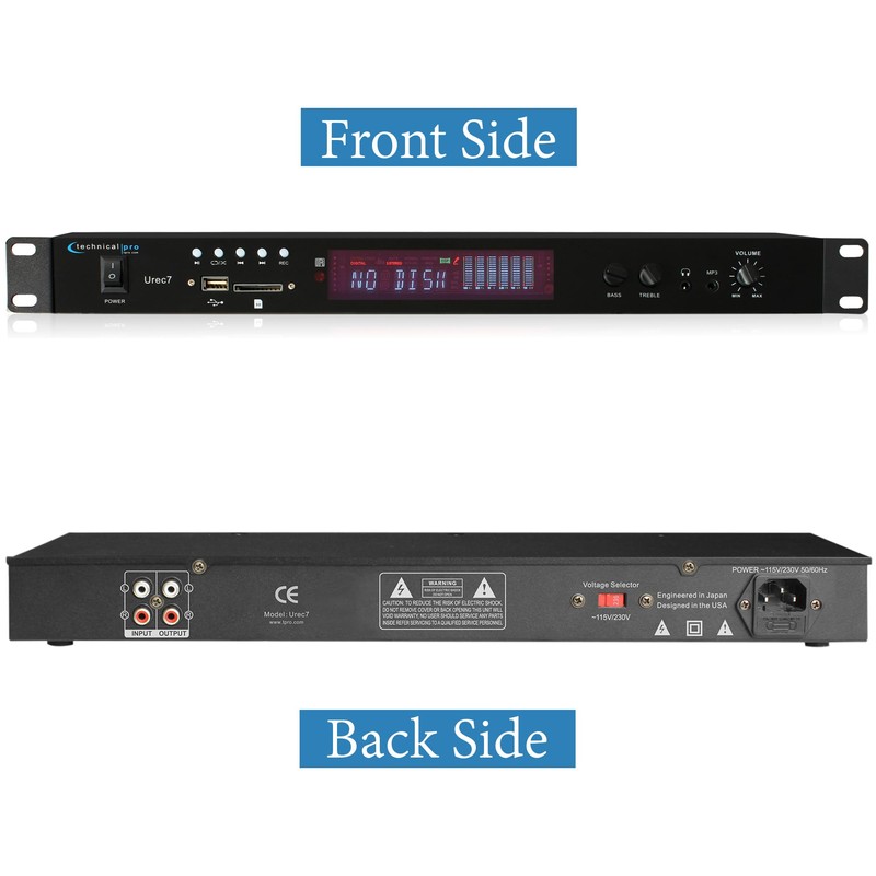 Technical Pro UREC7 Professional DJ 1U Rack Mountable USB/SD Recording