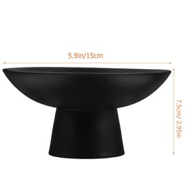 Hemoton - tazón de cerámica para pedestal o pedestal decorativo para decoración de mesa, soporte de frutas y verduras para encimera de cocina, cuencos negros de 6 pulgadas