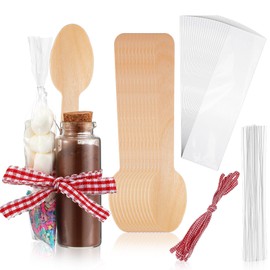 Potchen 12 Set Christmas Hot Chocolate Favors Hot Cocoa Packets Bulk DIY Christmas Gift Sets for Guests Include Tubes Pocket Spoon Ribbon Tie Wire Cocoa Gift for Xmas Winter Party Favors