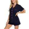 SWOMOG Conjunto de pijama para mujer, Azul marino, M