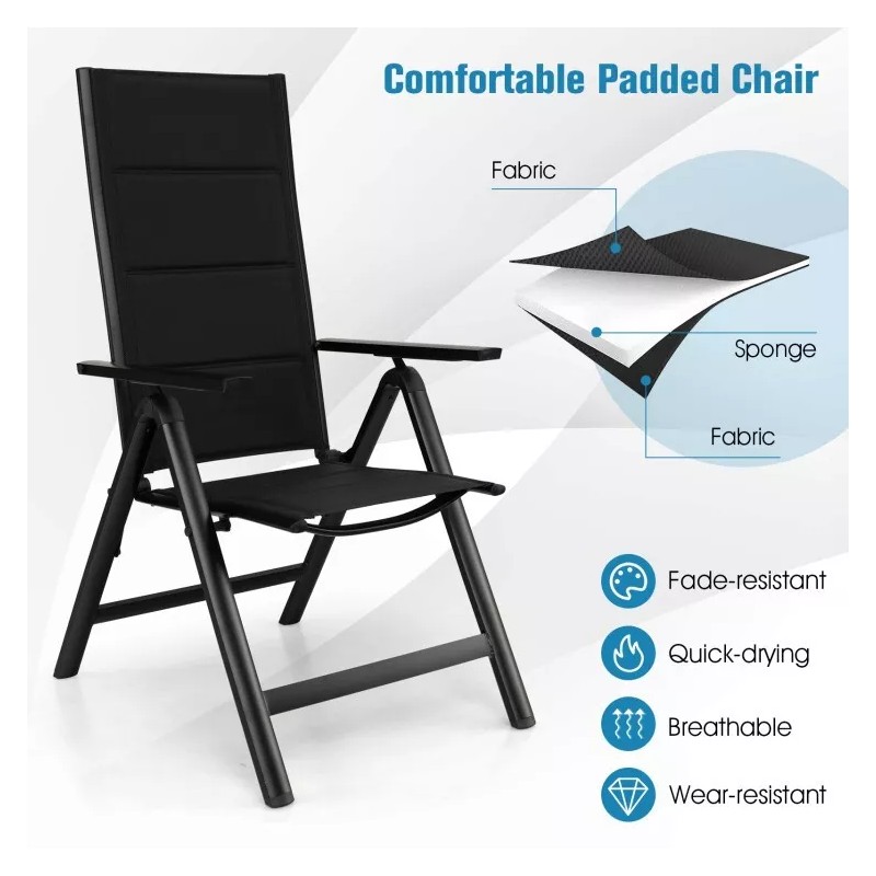 Costway Patio Outdoor Dining Chair High Back Armchair w/7 Position