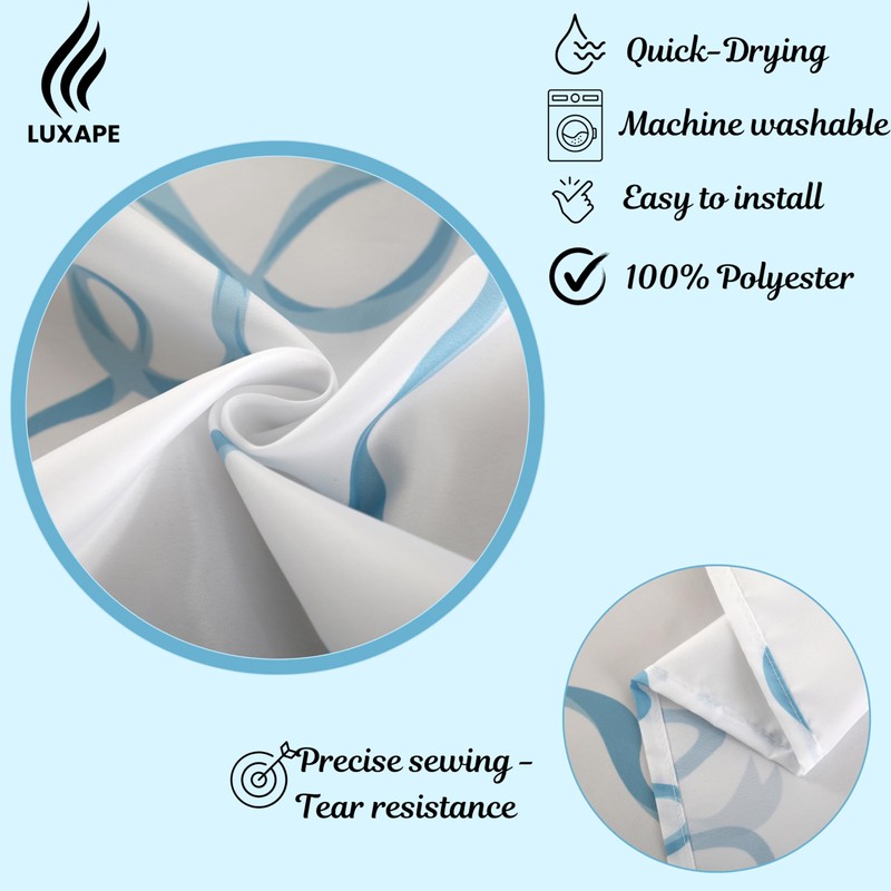 Luxape Bow Shower Curtain, Coquette Handcrafted Bow Tie Bath Curtain