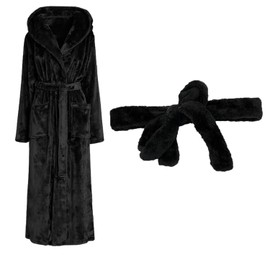 LANOBA Robe Belt Replacement Soft Flannel Waistband Pajamas Bathrobe Tie Waist Belt Heatless Curling Band for Women Men,67 in x 1.57 in (Black)