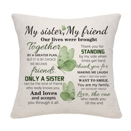 Bommex Sister Gift from Sister Women Throw Pillow Cushion Cover for Sister from Sister Big Little Sister Gift Birthday Gift Graduation Gift Friendship Gift (sister-5)