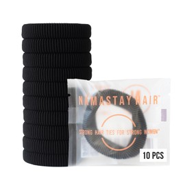 Namastay Hair - Soft Elastic Hair Ties | No Damage Hair Ties for Thick Hair | Seamless, Non-Slip, Comfortable & Durable Elastic Hair Bands for Women's Hair | Unbreakable & Stretchy 10 Pack Black