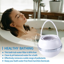 NowDoWin Bath Ball Filter For Tub, Bath Water Filter For Tub Faucet, BPA Free, Removes Hundreds Of Contaminants, Purify Your Bathwater For Healthier Skin And Hair, 2500 Gallons Of Filtration, White