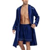 SWOMOG Men's Long Satin Robe Silk Kimono Bathrobe with Shorts