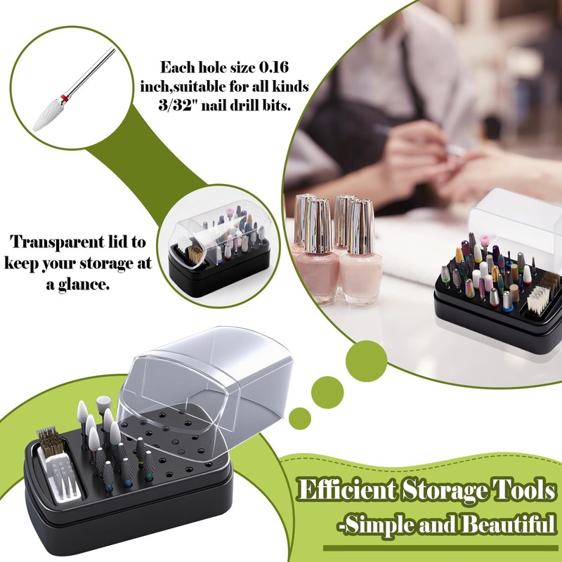 FANTEXY 2-in-1 Nail Drill Bit Holder And Cleaner Brush Case