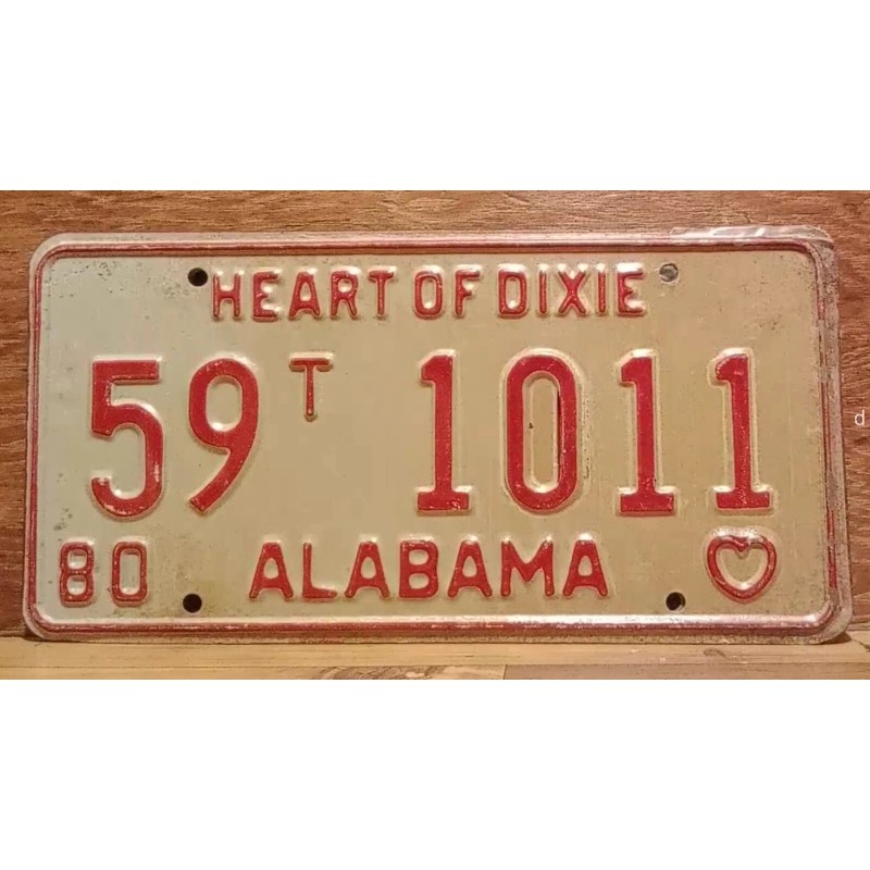 Vintage 1980 ALABAMA License Plate Antique Car Tag