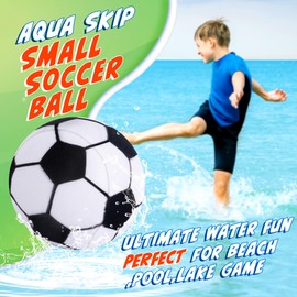Billeeit 4Pcs Water Skipping Balls for Pool Play(Soccer Theme), Water Pool Beach Swim Toys for Kids Ages 4-8, 8-12 and Adults, Include 2 Balls and 2 Discs