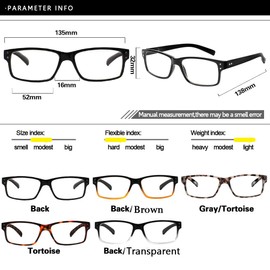 NORPERWIS 5 Pair Reading Glasses Quality Lightweight Blue Light Blocking Eyeglasses with Spring Hinge, Readers for Women Men (5 Pack Mix Color-5, 2.75)