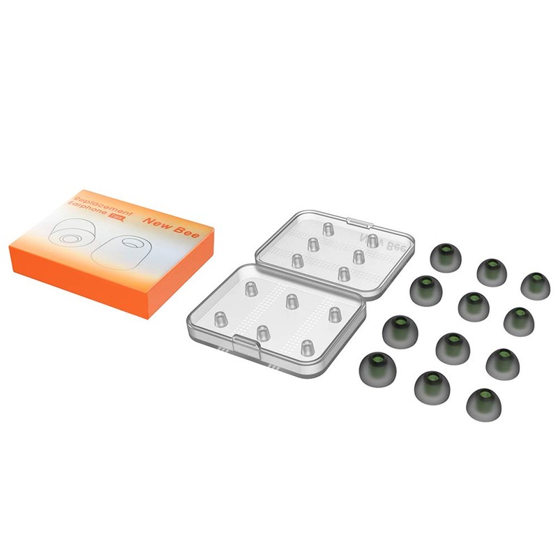 [6 Pairs] Earphone Tips New Bee 12pcs Premium Earbud (Green-Black)