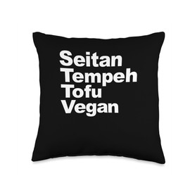 Seitan Tempeh Tofu Vegan Vegetarian Message Slogan Designer Throw Pillow