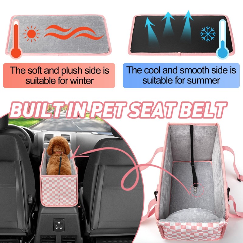 Console Dog Car Seat - Portable Dogs Armrest Booster Seat