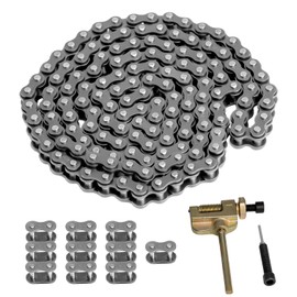 Belleone 25 Roller Chain 3 Feet with 10 Connecting Link and Chain Breaker, #25 Drive Chain Compatible with Razor 50cc MX500 MX650 SX500 Rocket Bike, Fit for Go Karts/Mini Bikes/Dirt Bike/Scooters/ATV