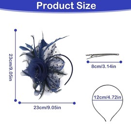 AIMALL Vintage Bridal Feather Headpiece, 9.05 Inch Handcrafted Mesh and Feather Headdress, Elegant Floral Gauze Hairband with Beads, Perfect for Weddings and Formal Events