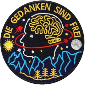 Sew-on/iron-on patch "Die Gedanken sind frei" (German language) "Die Gedanken sind frei" (German language), lateral thinker patch to sew on/iron on, motivation sticker, trust your thoughts, human