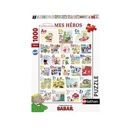Nathan 87364 Jigsaw Puzzle for Adults - Puzzle 1000 Pieces - The ABC of Babar - Adults and Children from 14 Years - High Quality Puzzle - Animals - 87364