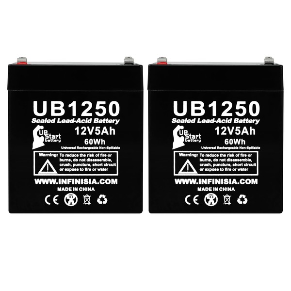 2 Pack UB1250 12V 5Ah Liftmaster 485LM Battery Replacement -