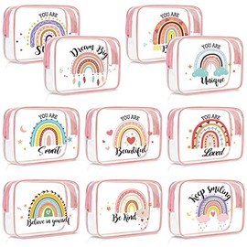 Kacctyen - 10 bolsas de maquillaje transparente de arco iris para mujer, regalos inspiradores, impermeables, bolsas de cosméticos de PVC, bolsa portátil multifunción para graduación, amigas, hermanas,