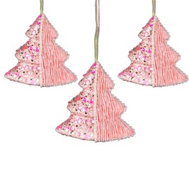 3Pcs Baby Pink Xmas Tree 12cm - Christmas Tree Hanging Decorations Festive Decorative Ornaments Fairy Tale Themed Xmas Tree Pendant