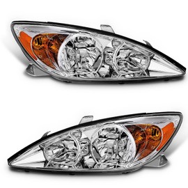 ADCARLIGHTS Headlights Assembly Compatible with 2002 2003 2004 Toyota Camry 02-04 Toyota Camry Headlamp Replacement Left and Right - Chrome Housing