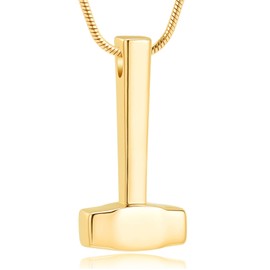 VCCWYQK Wrench Urn Necklace for Ashes Cremation Jewelry for Men Women Hammer Urn Pendant Necklace for Ashes(Gold)