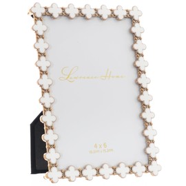 Lawrence Frames Metal Frame, Clover Enamel, White, 4x6