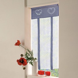 SIMPVALE 1 x Roman Blind Curtain - Embroidery Roman Blind Shade - Transparent Curtains Tulle Panels Window Cover for Bedroom, Bathroom, Kitchen, Blue, Width 45 cm / Height 120 cm