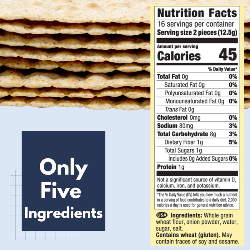 Snacktery Whole Wheat Flatbread Crackers - All Natural Onion Crackers