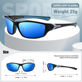 Bevi Polarized Sports Sunglasses UV 400 Protection with TR90 Lightweight Frame Glasses for Women Men 2954C3