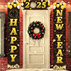 Happy New Year Banner, New Years Eve Decorations, 3PCS New Year Decorations 2025 Banner, New Year Banner, New Years Eve Banner For New Years Eve, New Years Eve Party Yard Indoor Outdoor