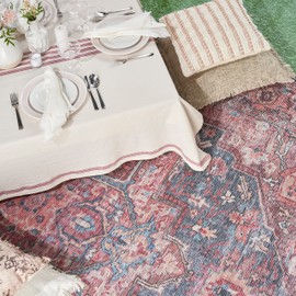 Nicole Curtis Machine Washable Series 1 Vintage Multicolor 6' x 9' Area -Rug, Easy -Cleaning, Non Shedding, Bed Room, Living Room, Dining Room, Kitchen (6x9)