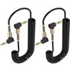 tunghey 2Pack 3.5mm Coiled Cable Dual 90 Degree Right Angle