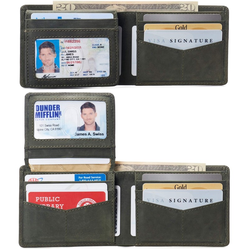 alpine swiss Men's RFID Safe Wallet Bifold Passcase Cowhide Leather